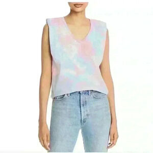Womens Tie-Dye Shoulder Pads T-Shirt